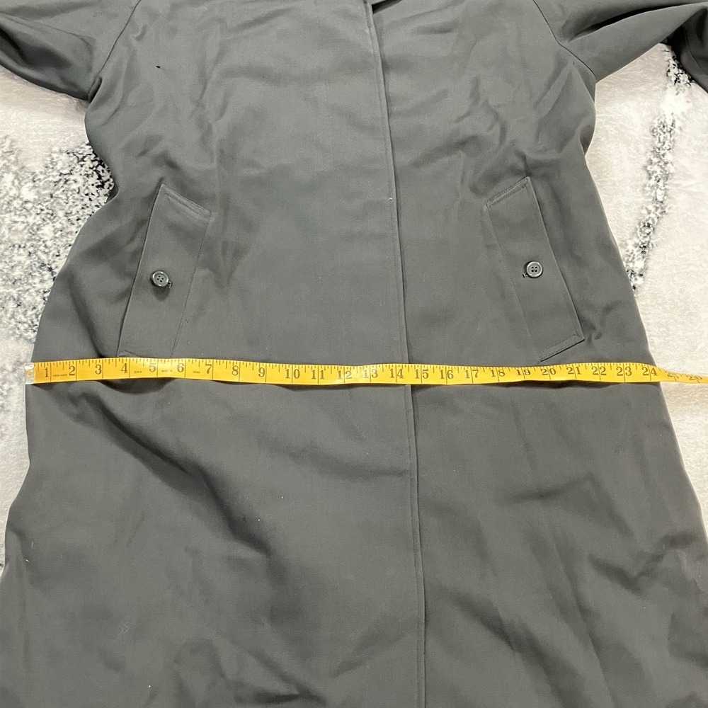 Burberrys London Womens 10 Long Rain Coat Gray Hidden Button Made In England - Picture 5 of 16